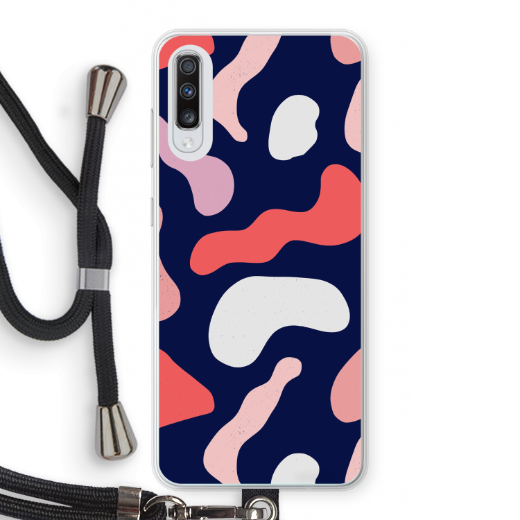 Memphis Shapes Pink: Samsung Galaxy A70 Transparant Hoesje met koord