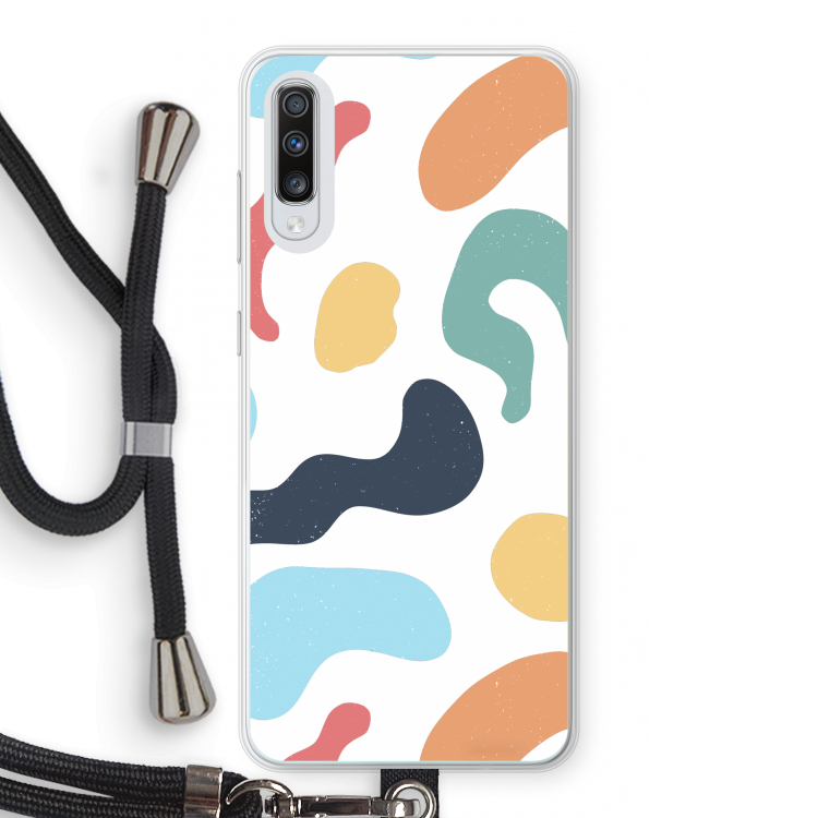 Memphis Shapes Blue: Samsung Galaxy A70 Transparant Hoesje met koord