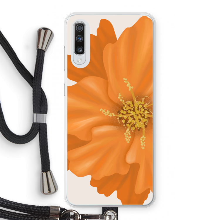 Orange Ellila flower: Samsung Galaxy A70 Transparant Hoesje met koord