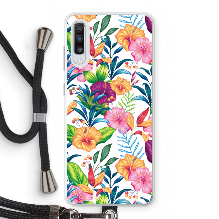 Tropisch 2: Samsung Galaxy A70 Transparant Hoesje met koord