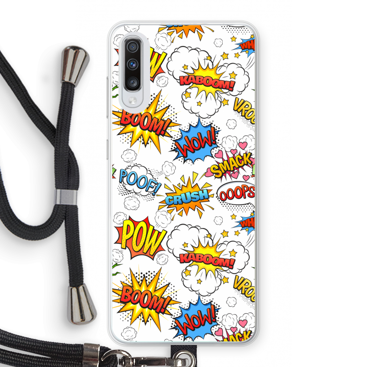 Pow Smack: Samsung Galaxy A70 Transparant Hoesje met koord