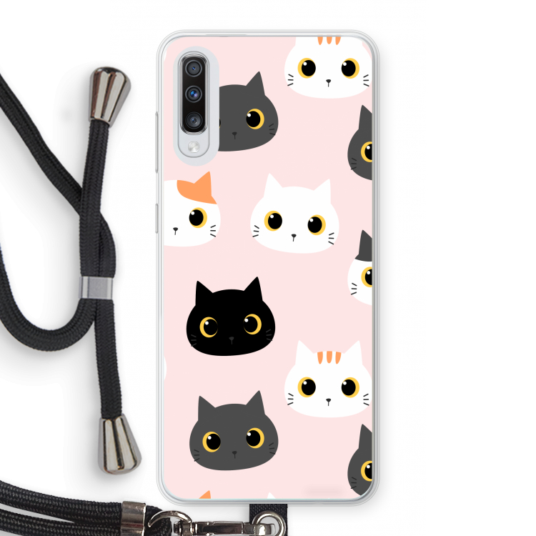 Katten: Samsung Galaxy A70 Transparant Hoesje met koord