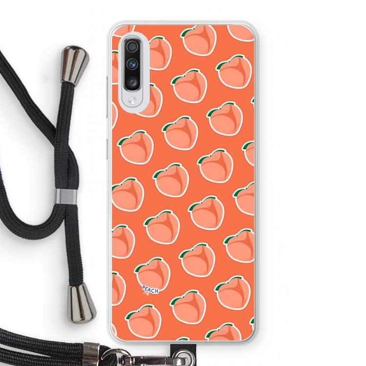 Just peachy: Samsung Galaxy A70 Transparant Hoesje met koord