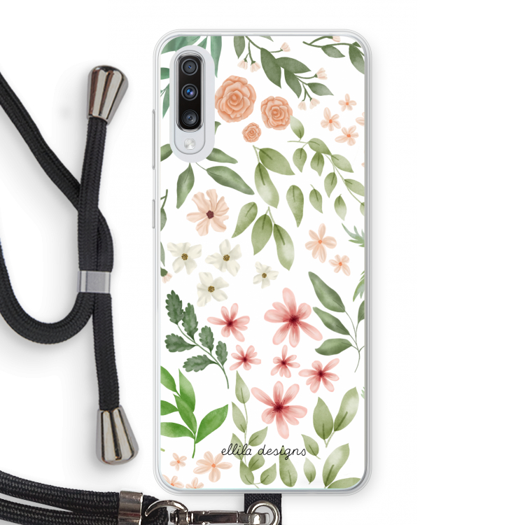 Botanical sweet flower heaven: Samsung Galaxy A70 Transparant Hoesje met koord