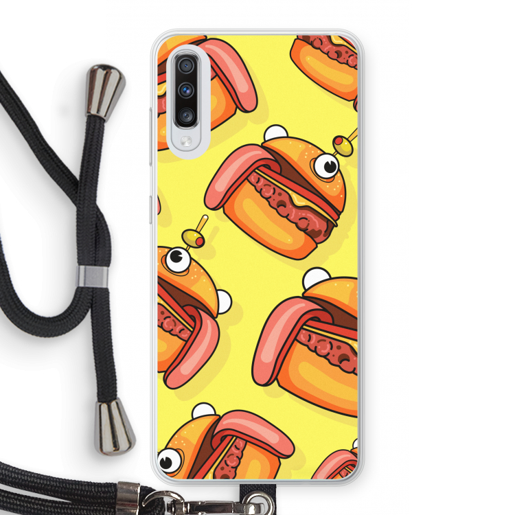 Hamburger: Samsung Galaxy A70 Transparant Hoesje met koord