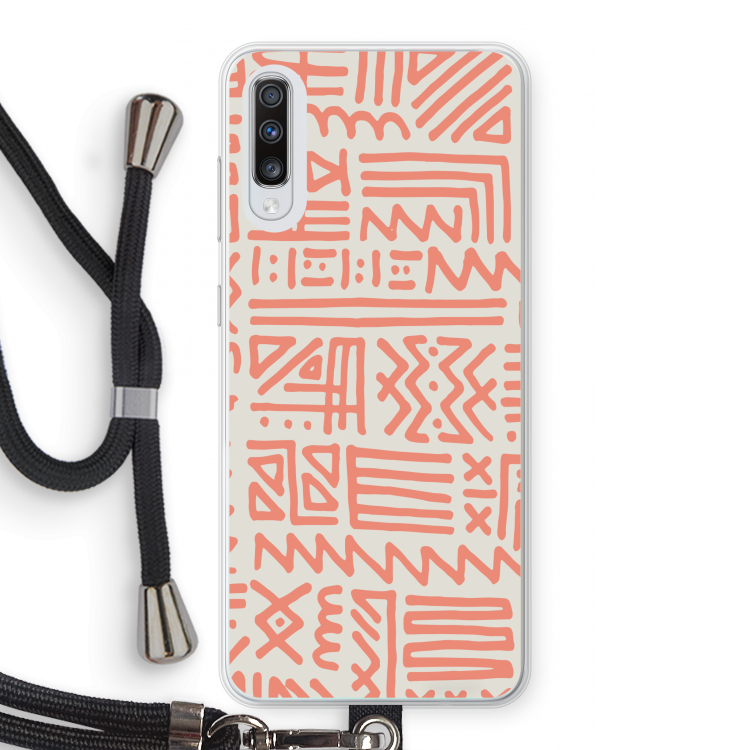 Marrakech Pink: Samsung Galaxy A70 Transparant Hoesje met koord