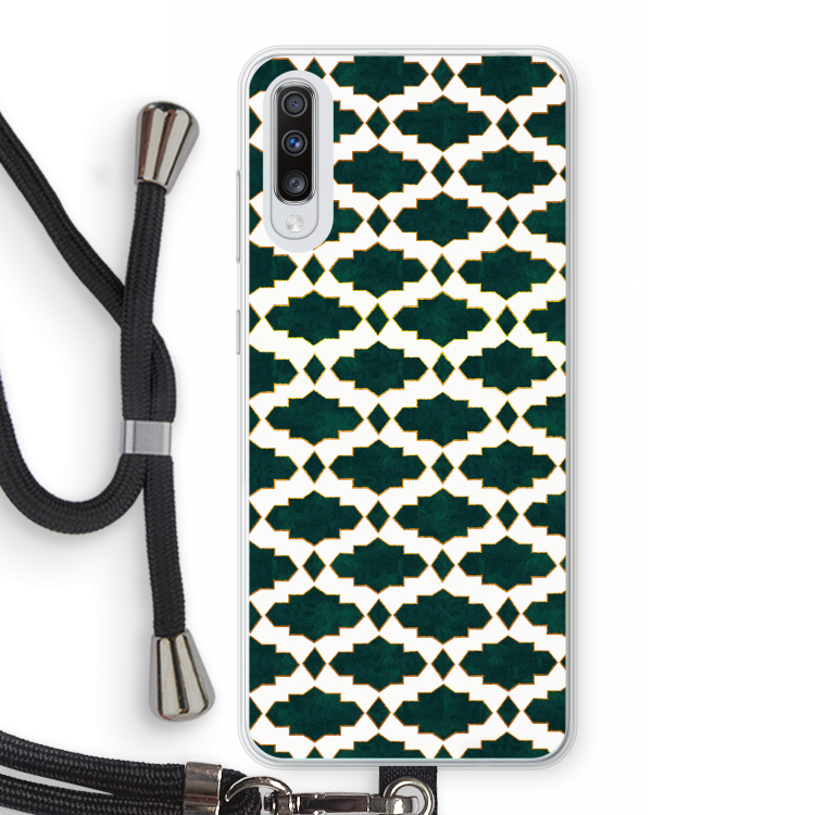 Moroccan tiles: Samsung Galaxy A70 Transparant Hoesje met koord