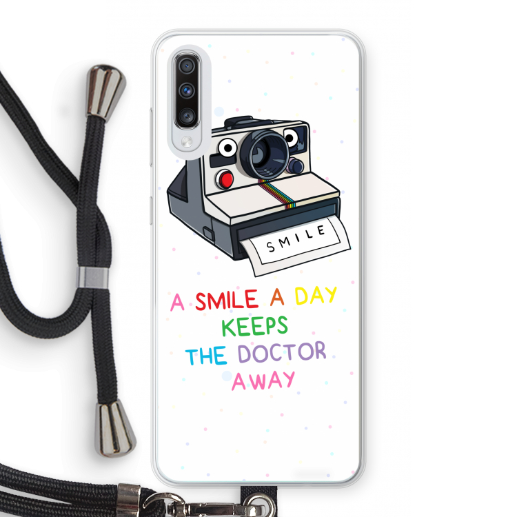 Smile: Samsung Galaxy A70 Transparant Hoesje met koord