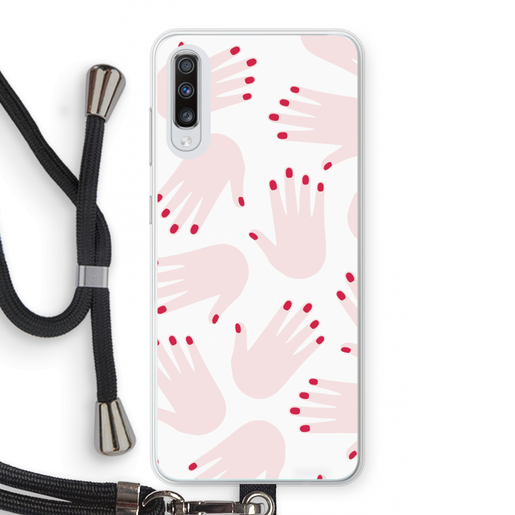 Hands pink: Samsung Galaxy A70 Transparant Hoesje met koord