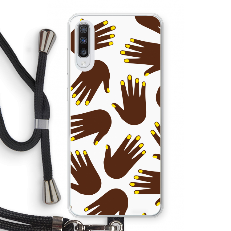 Hands dark: Samsung Galaxy A70 Transparant Hoesje met koord