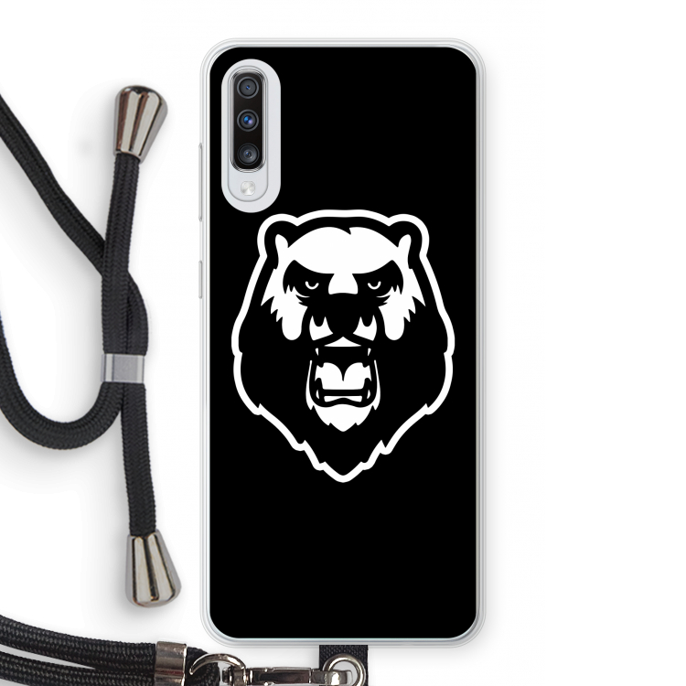 Angry Bear (black): Samsung Galaxy A70 Transparant Hoesje met koord