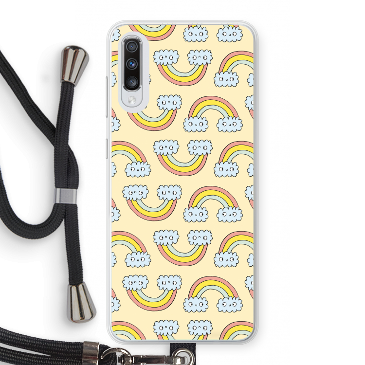 Regenboog: Samsung Galaxy A70 Transparant Hoesje met koord