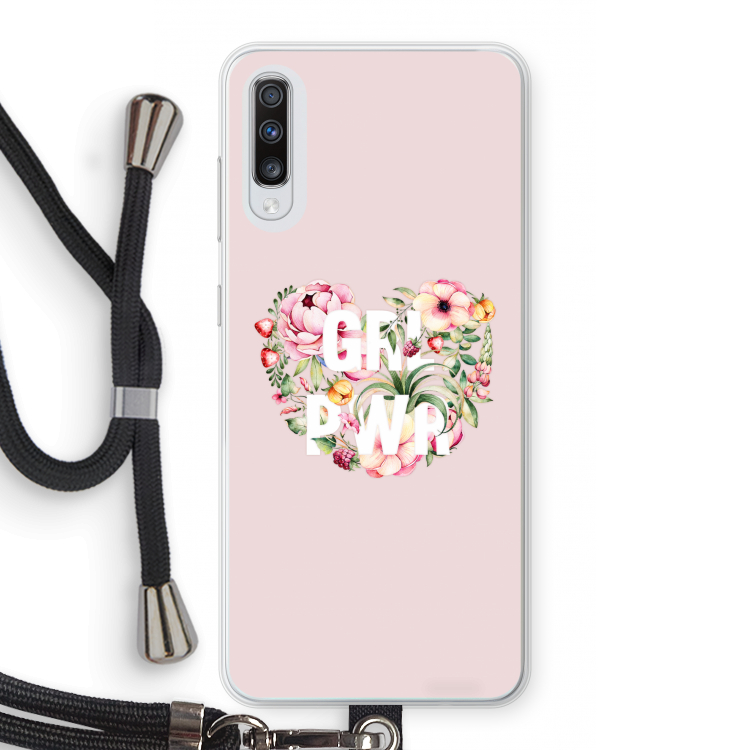 GRL PWR Flower: Samsung Galaxy A70 Transparant Hoesje met koord