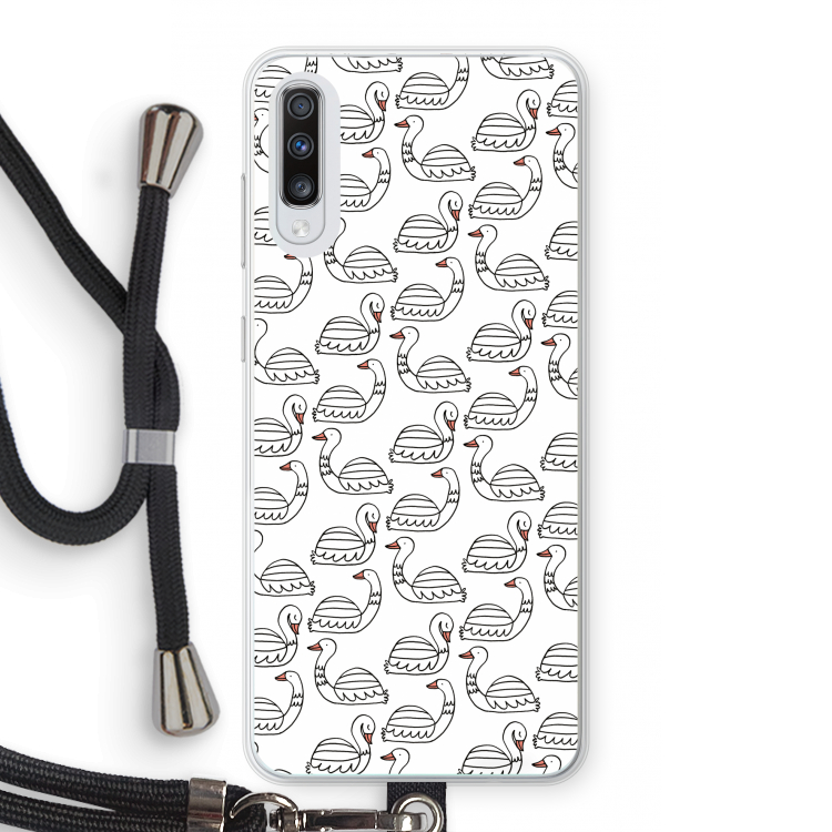Zwanen: Samsung Galaxy A70 Transparant Hoesje met koord