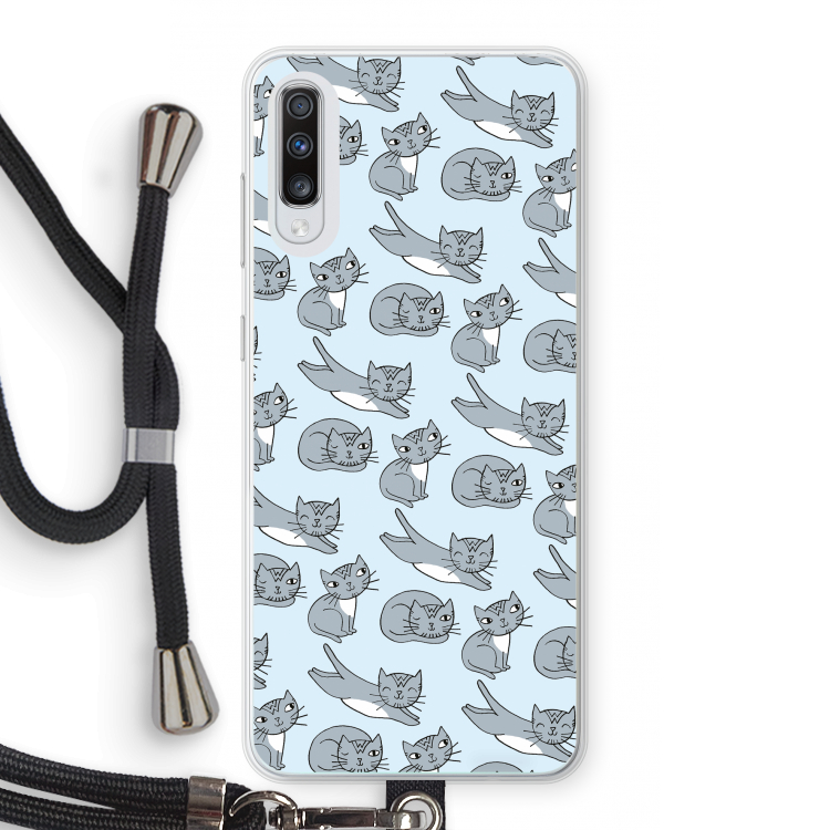 Poezen: Samsung Galaxy A70 Transparant Hoesje met koord