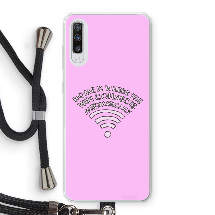 Home Is Where The Wifi Is: Samsung Galaxy A70 Transparant Hoesje met koord