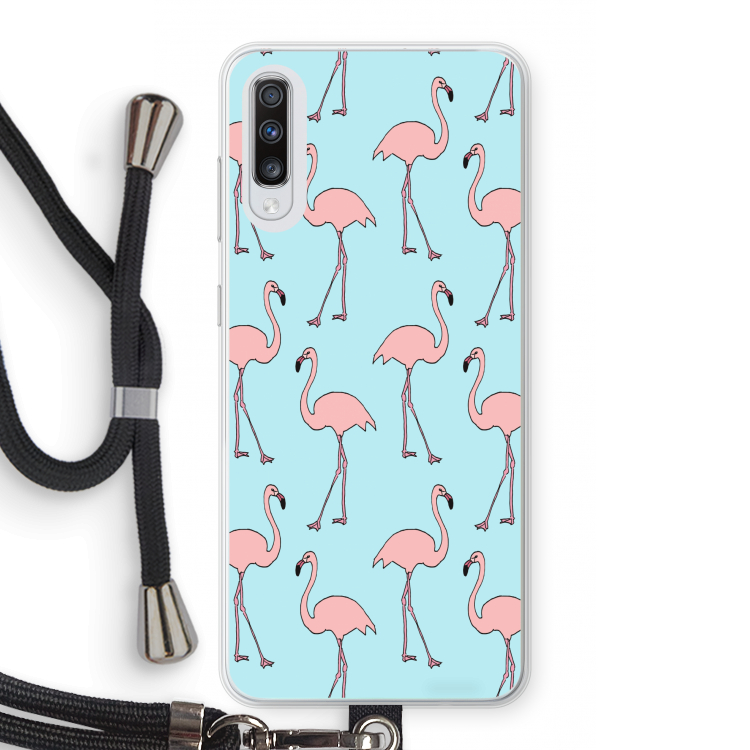 Anything Flamingoes: Samsung Galaxy A70 Transparant Hoesje met koord