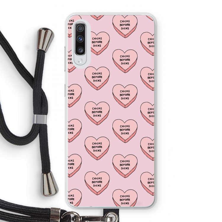 Chicks before dicks: Samsung Galaxy A70 Transparant Hoesje met koord