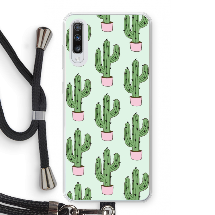 Cactus Lover: Samsung Galaxy A70 Transparant Hoesje met koord