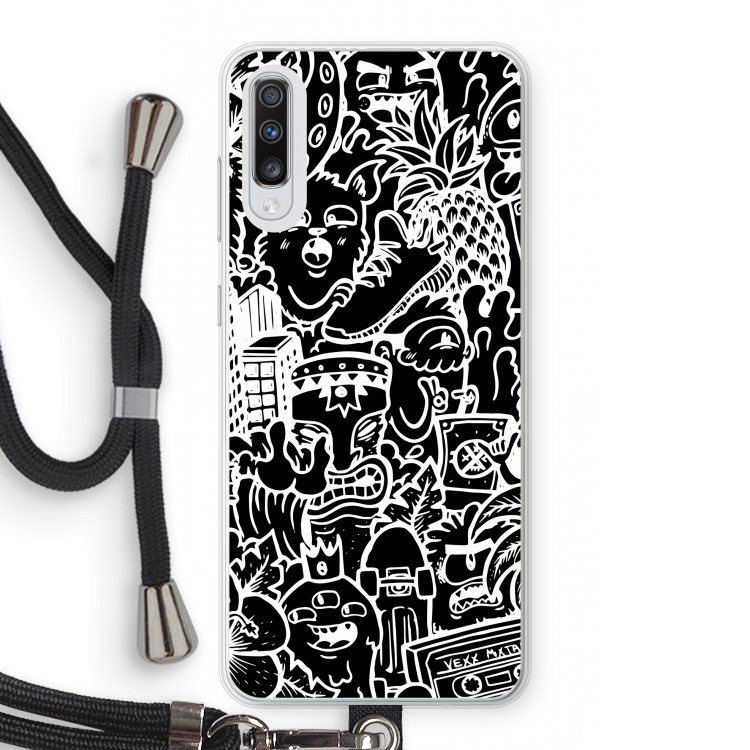 Vexx Black Mixtape: Samsung Galaxy A70 Transparant Hoesje met koord
