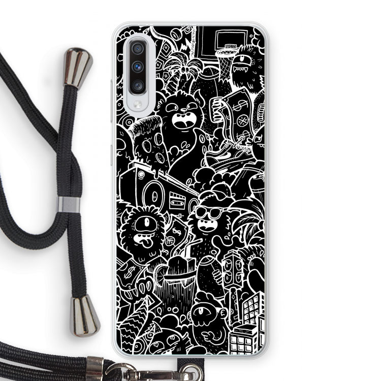 Vexx Black City : Samsung Galaxy A70 Transparant Hoesje met koord