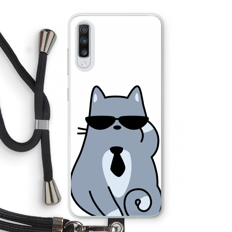 Cool cat: Samsung Galaxy A70 Transparant Hoesje met koord