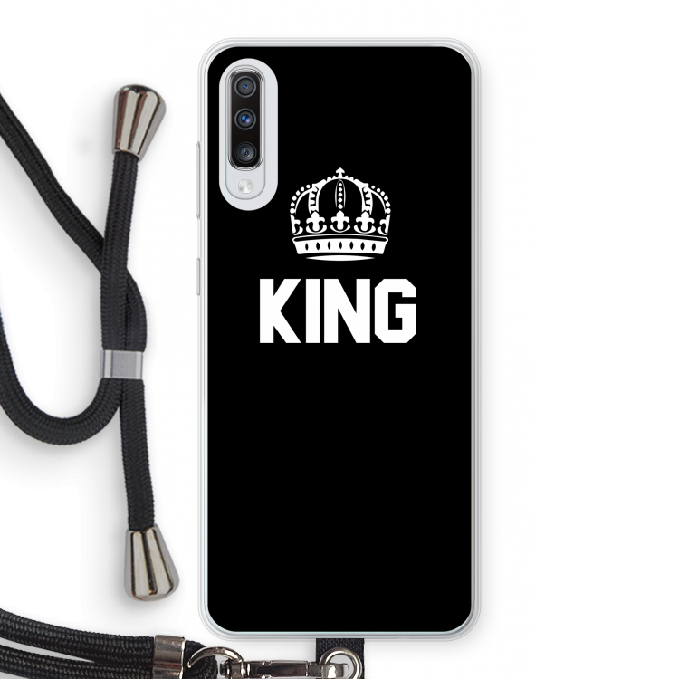 King zwart: Samsung Galaxy A70 Transparant Hoesje met koord