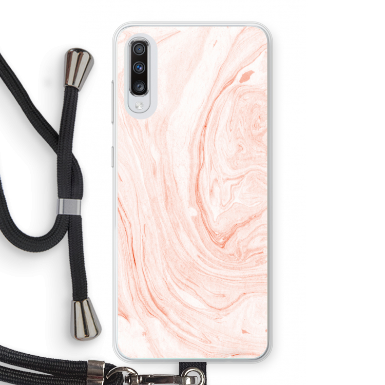 Peach bath: Samsung Galaxy A70 Transparant Hoesje met koord