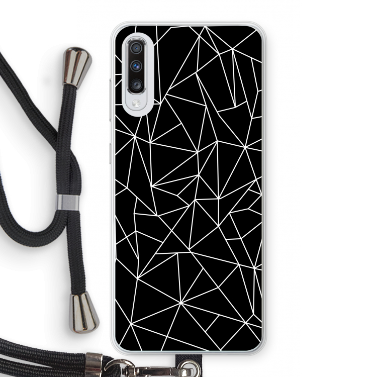Geometrische lijnen wit: Samsung Galaxy A70 Transparant Hoesje met koord