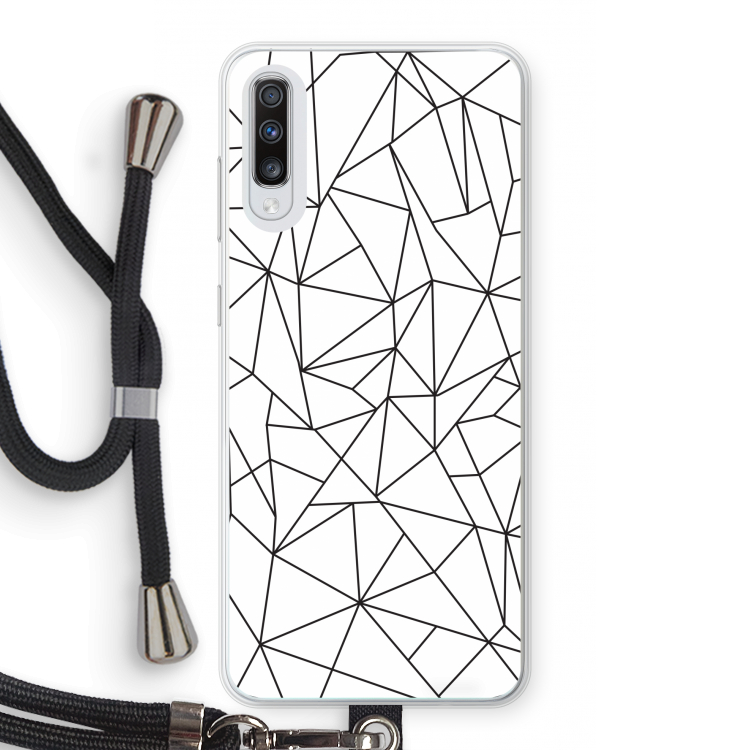 Geometrische lijnen zwart: Samsung Galaxy A70 Transparant Hoesje met koord