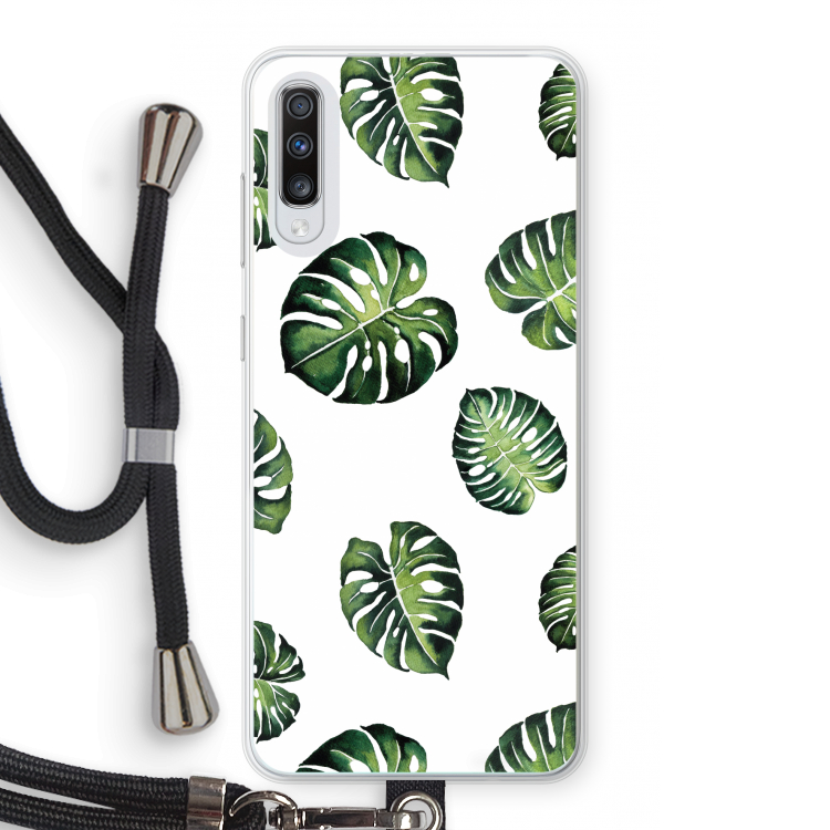 Tropische bladeren: Samsung Galaxy A70 Transparant Hoesje met koord