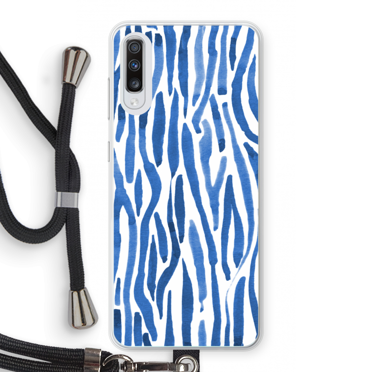 Blauwe nerven: Samsung Galaxy A70 Transparant Hoesje met koord