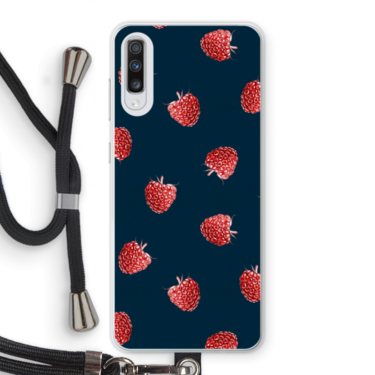 Framboosjes: Samsung Galaxy A70 Transparant Hoesje met koord