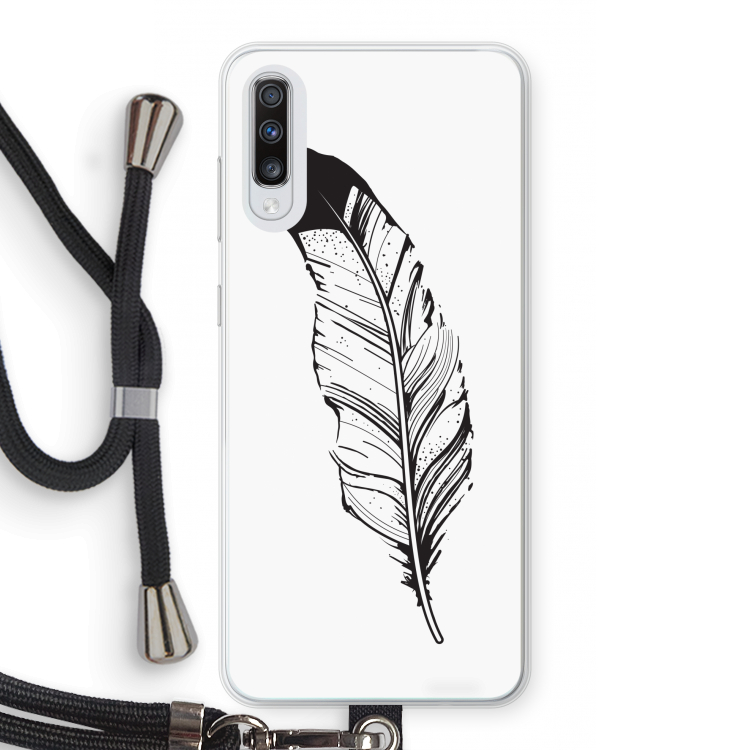 Pluim: Samsung Galaxy A70 Transparant Hoesje met koord