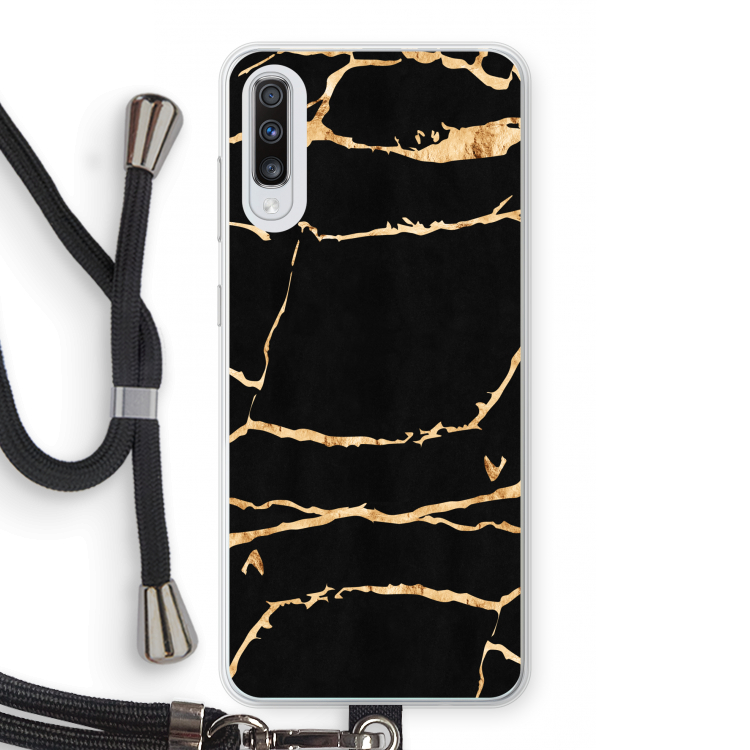 Gouden marmer: Samsung Galaxy A70 Transparant Hoesje met koord
