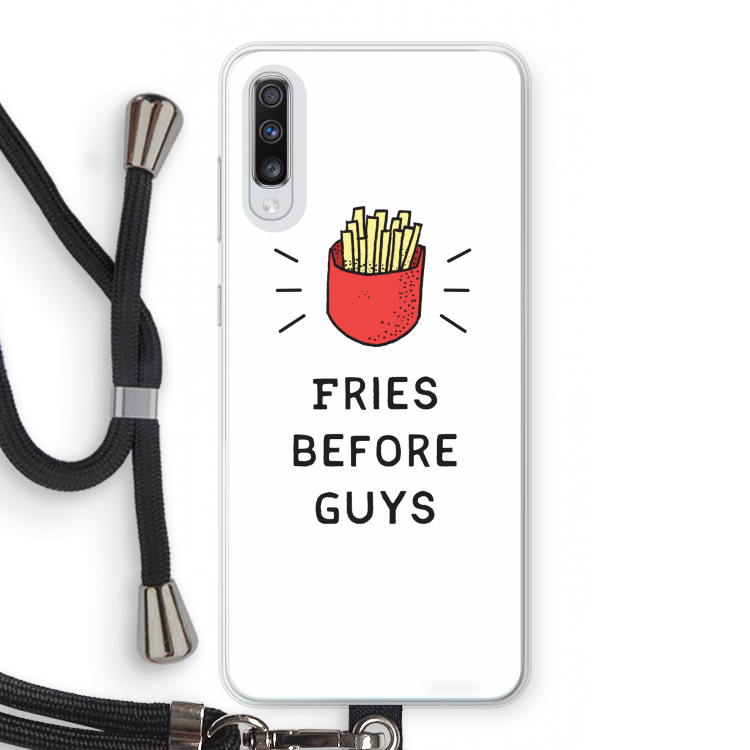 Fries before guys: Samsung Galaxy A70 Transparant Hoesje met koord