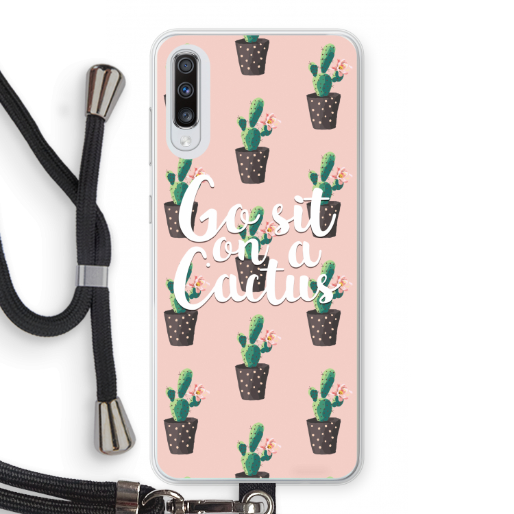 Cactus quote: Samsung Galaxy A70 Transparant Hoesje met koord