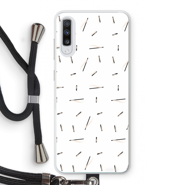 Hipster stripes: Samsung Galaxy A70 Transparant Hoesje met koord