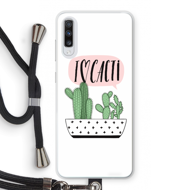 I love cacti: Samsung Galaxy A70 Transparant Hoesje met koord