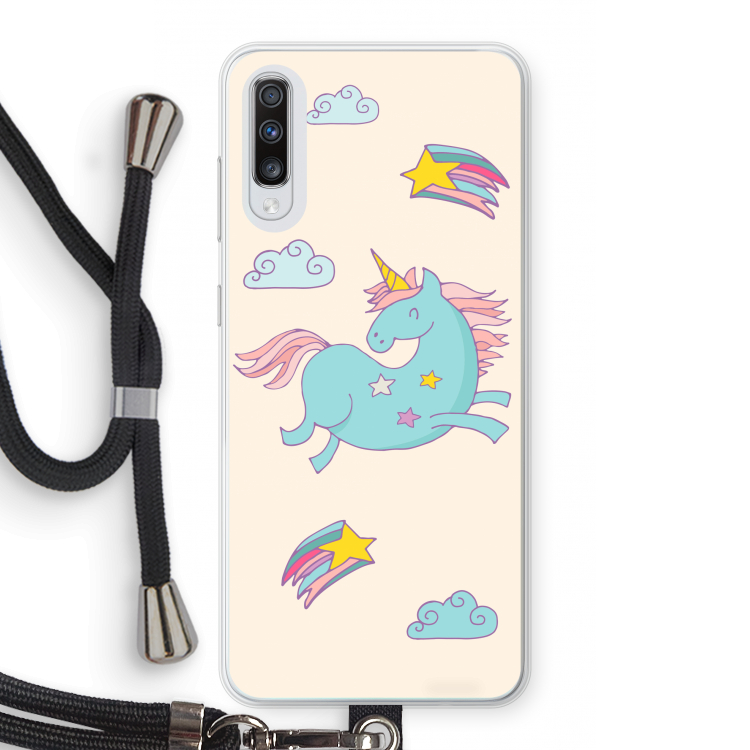 Vliegende eenhoorn: Samsung Galaxy A70 Transparant Hoesje met koord