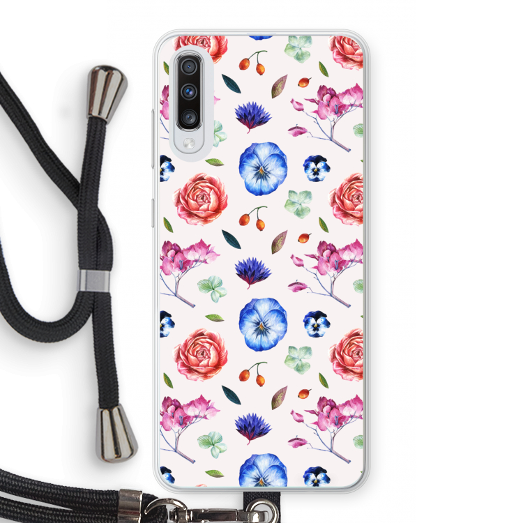 Bloemetjes: Samsung Galaxy A70 Transparant Hoesje met koord
