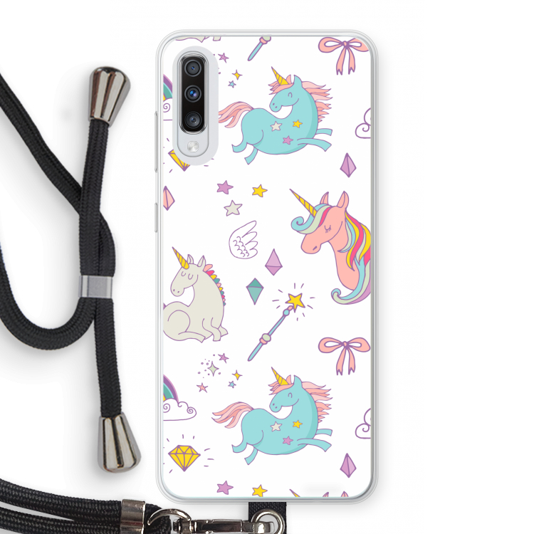 Fantasiewereld: Samsung Galaxy A70 Transparant Hoesje met koord