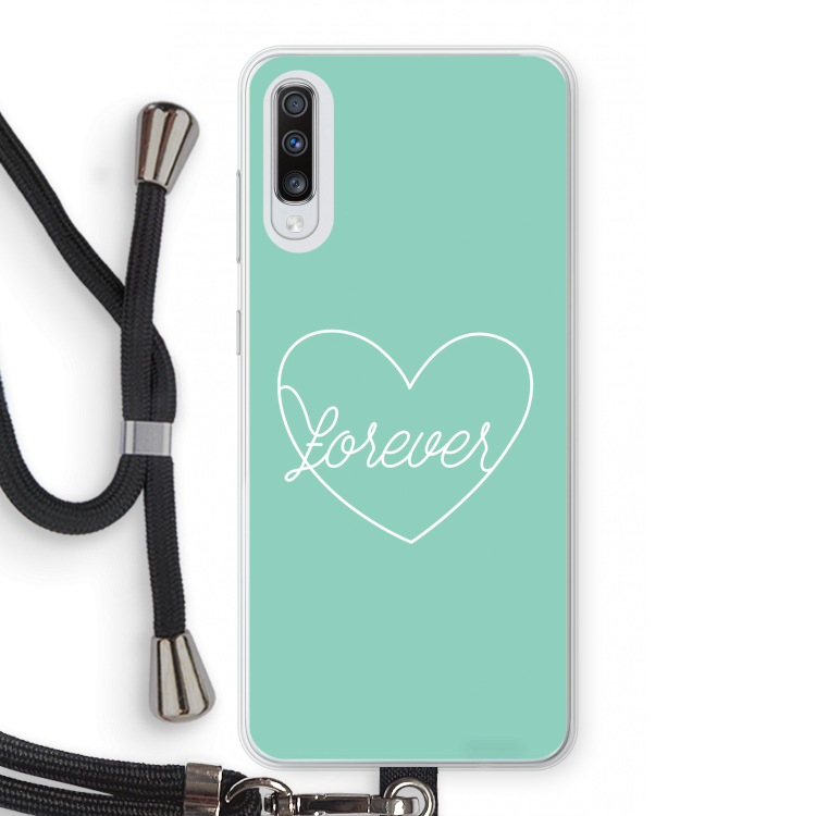 Forever heart pastel: Samsung Galaxy A70 Transparant Hoesje met koord