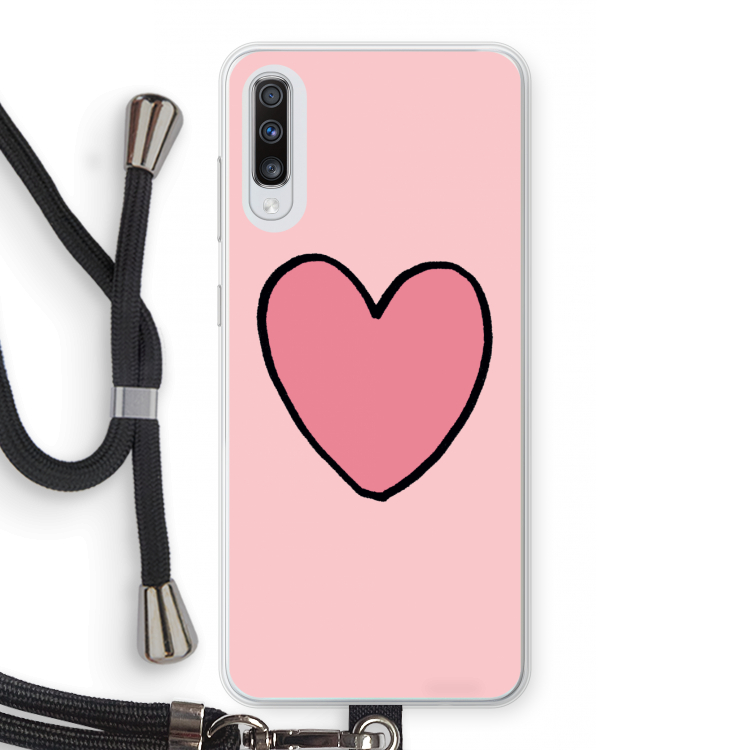 Hartje: Samsung Galaxy A70 Transparant Hoesje met koord