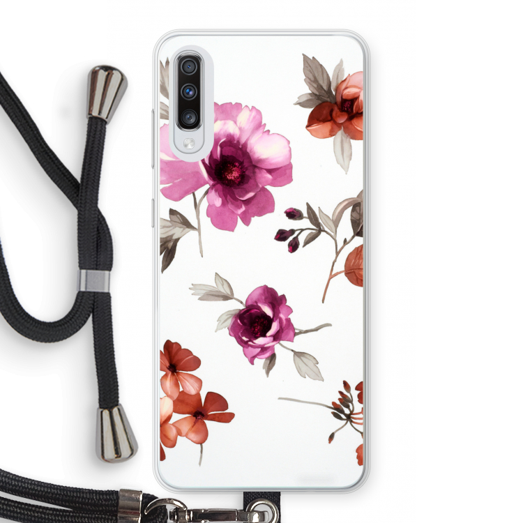 Geschilderde bloemen: Samsung Galaxy A70 Transparant Hoesje met koord