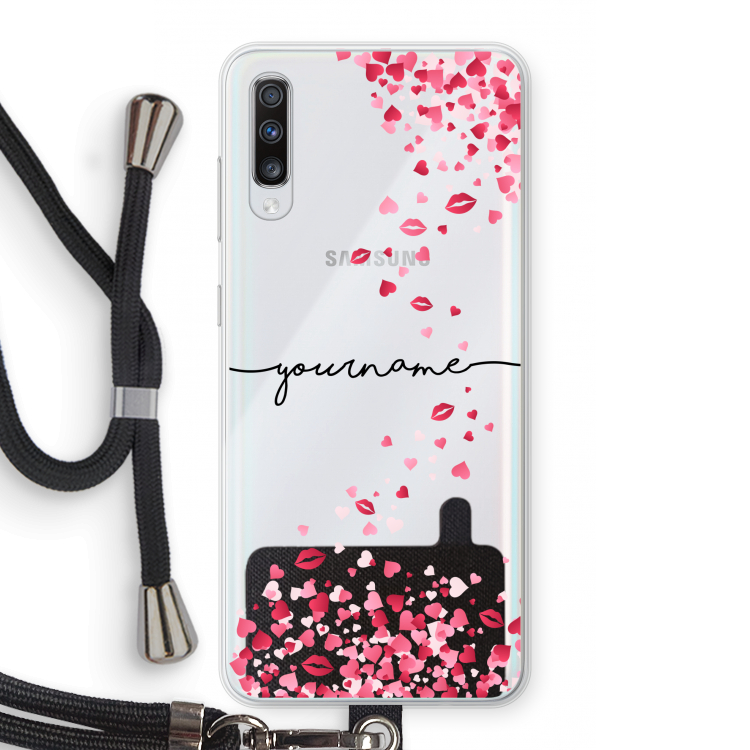 Hartjes en kusjes: Samsung Galaxy A70 Transparant Hoesje met koord