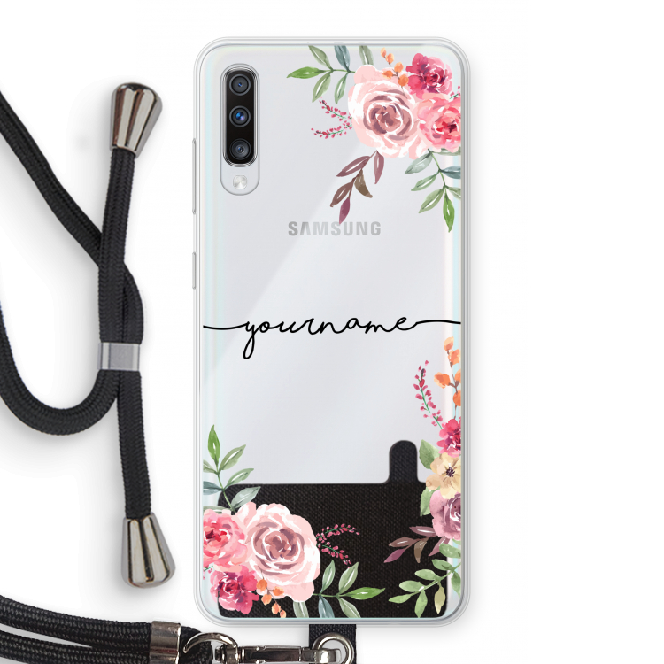 Rozen: Samsung Galaxy A70 Transparant Hoesje met koord