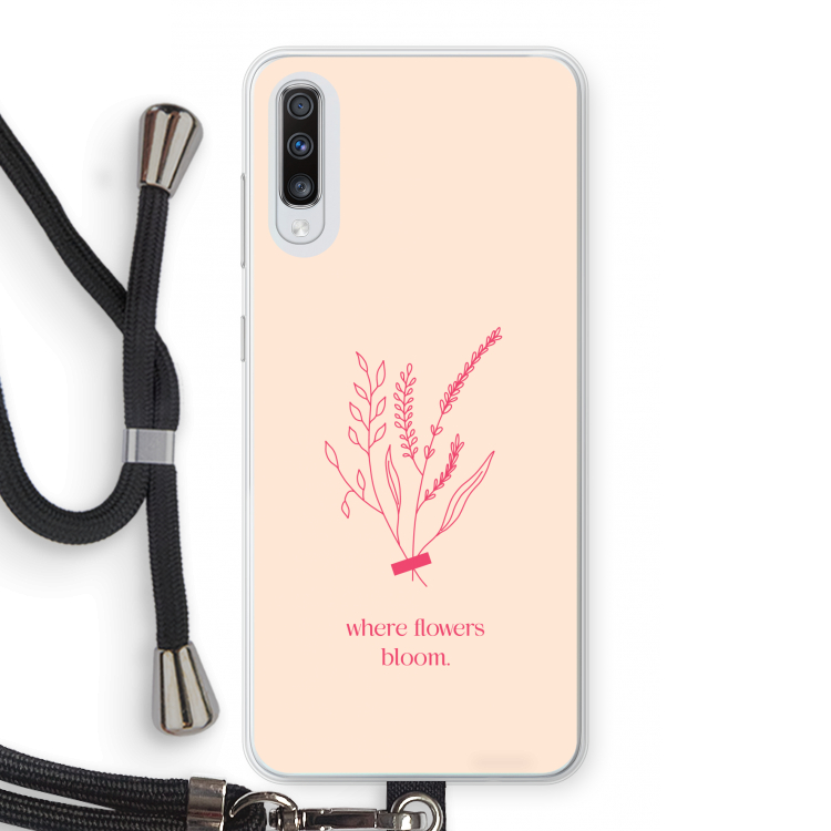 Where flowers bloom: Samsung Galaxy A70 Transparant Hoesje met koord