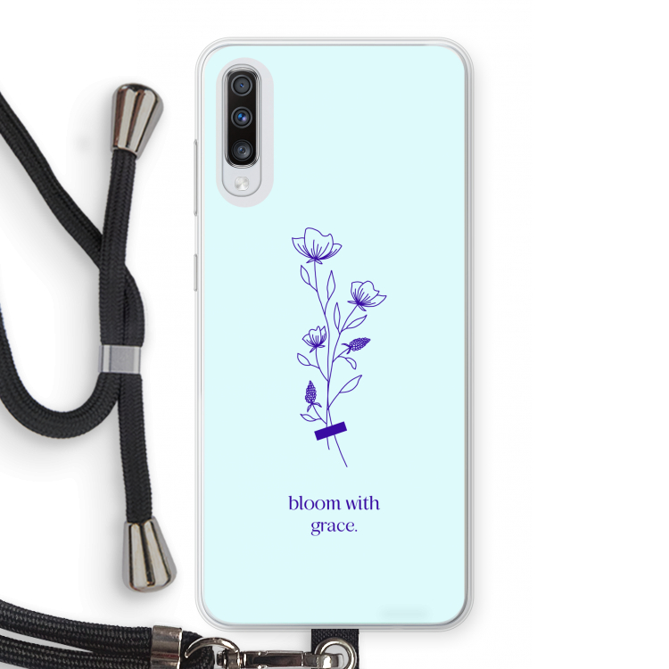 Bloom with grace: Samsung Galaxy A70 Transparant Hoesje met koord