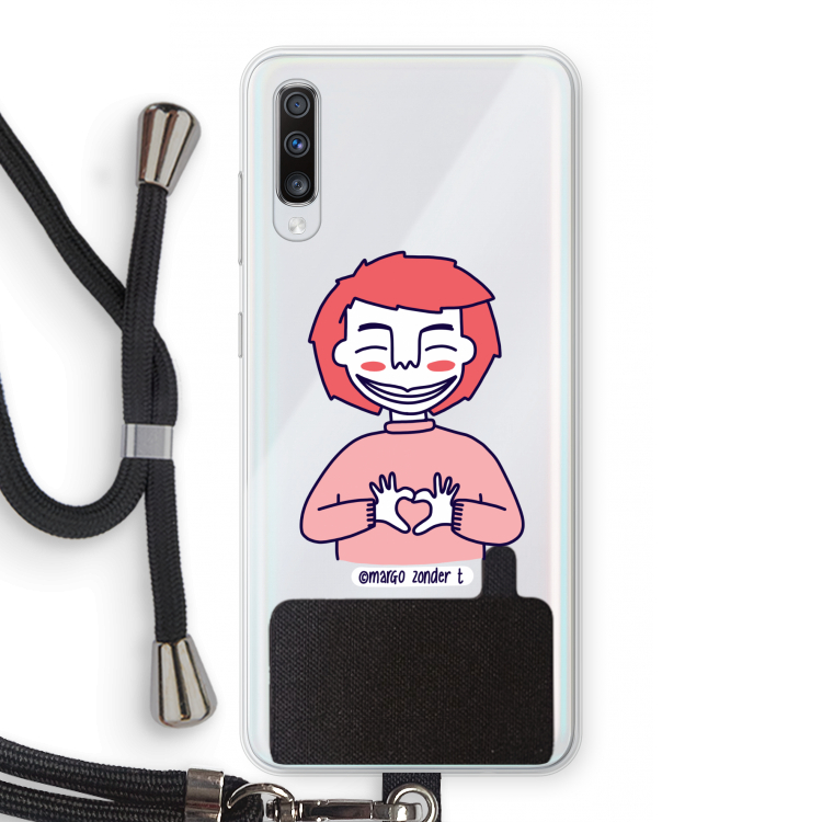Hartje: Samsung Galaxy A70 Transparant Hoesje met koord
